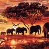 Elephants Landscape Canvas Painting Unique - DIY Paint By Numbers - Numeral Paint