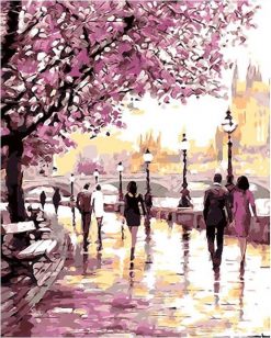Cherry Blossoms Road Kits Wall Art Picture - DIY Paint By Numbers - Numeral Paint