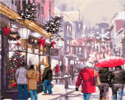Christmas Street Acrylic Paint - DIY Paint By Numbers - Numeral Paint
