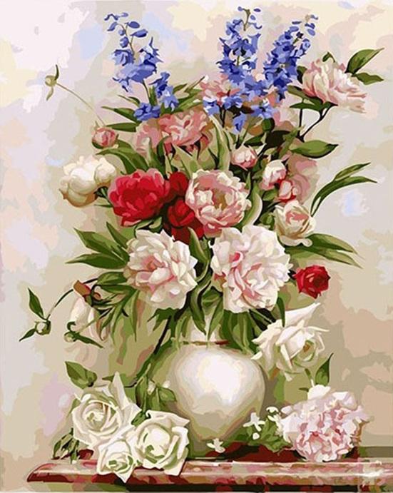 Flowers in Vase - Flowers Paint By Number - Paint by numbers for adult