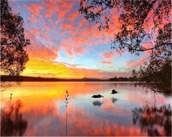 Picture Sunset Lake  - DIY Paint By Numbers - Numeral Paint