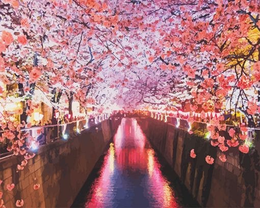 Sakura Cherry Blossom Japan Paint by number