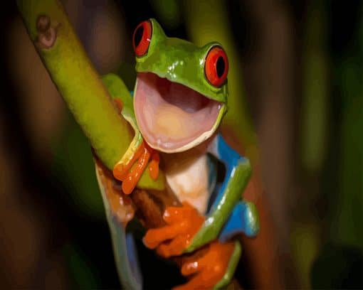 Happy Green Frog paint by number