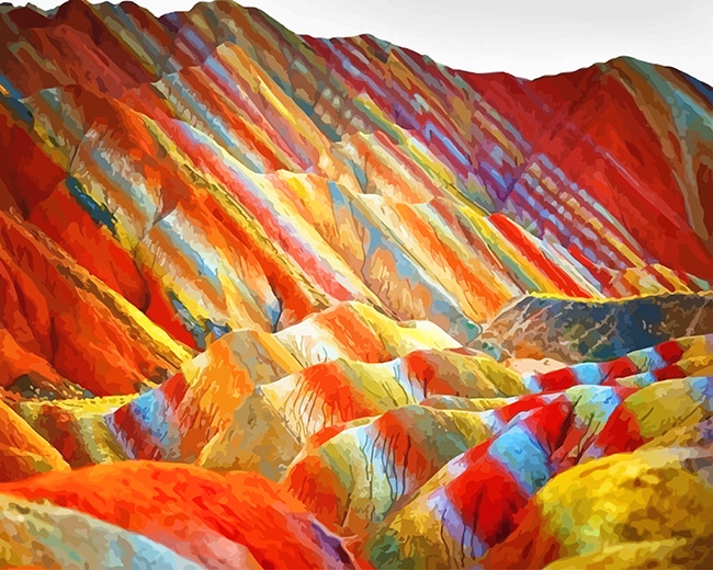 China Rainbow Mountains paint by number