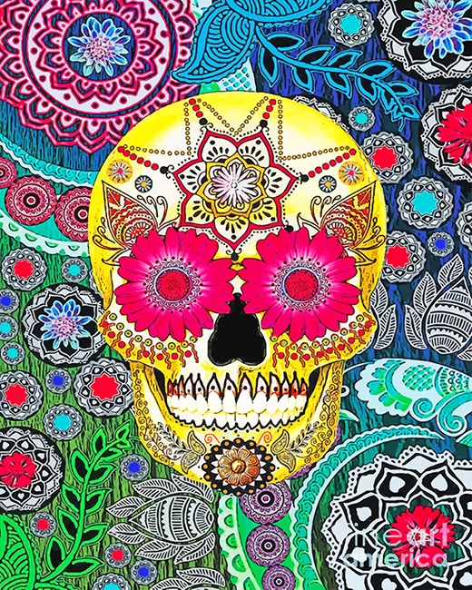 Abstract Colorful Skull paint by number