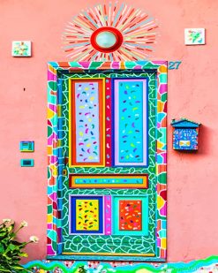 Artistic colorful door adult paint by numbers