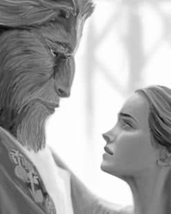 Black and white the beauty and the beast adult paint by numbers