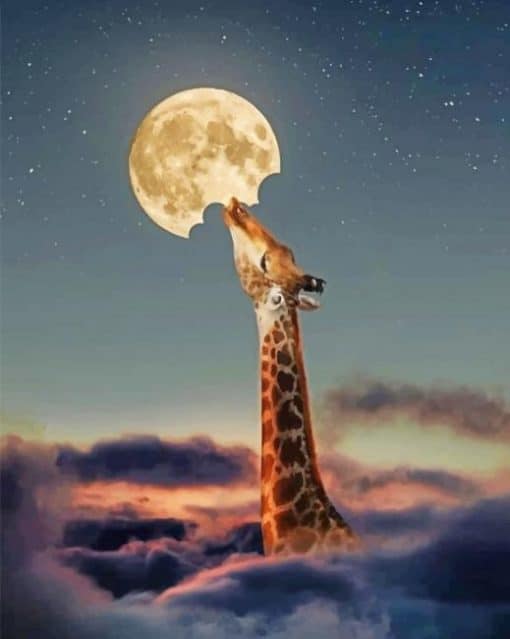 Giraffe Eating The Moon Paint by numbers