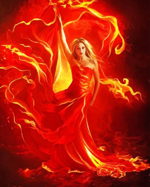 Girl Dancing in fire adult paint by numbers