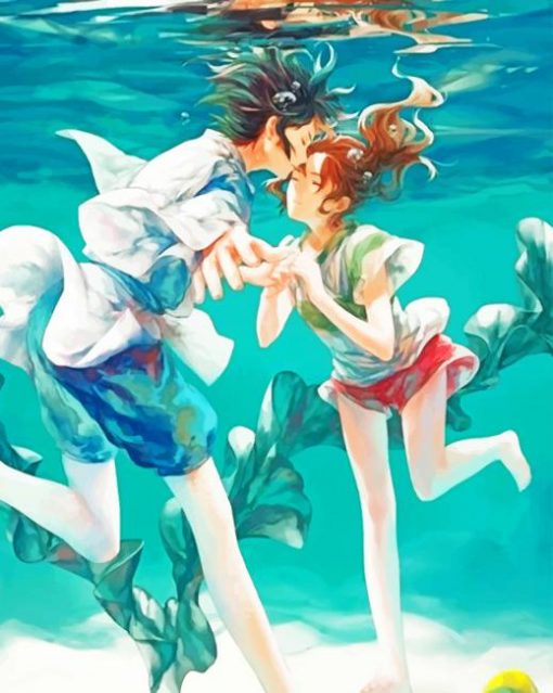 Haku And Chihiro Under Water paint By Numbers