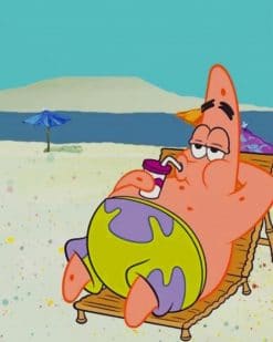 Patrick Star in the Beach paint by numbers