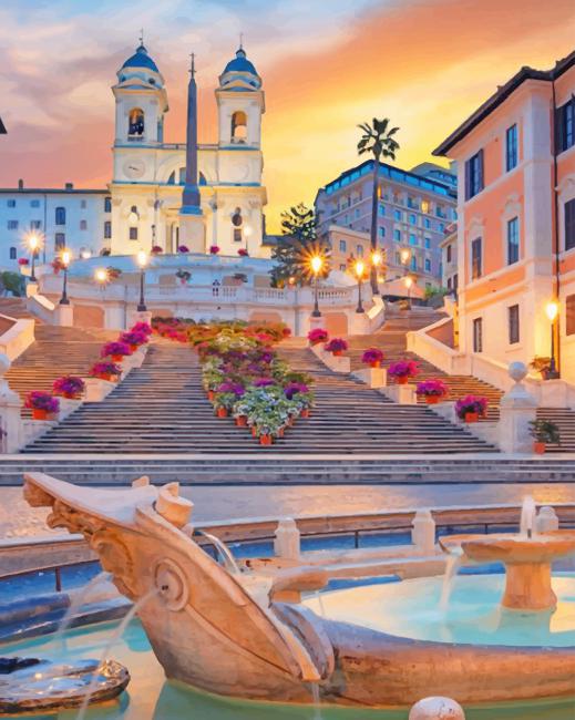 Spanish Steps Rome - NEW Paint By Numbers - Paint by numbers for adult