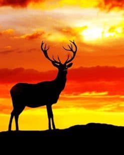 Sunset Silhouette Deer adult paint by numbers