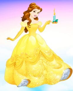 Belle Princess Yellow Dress paint by number