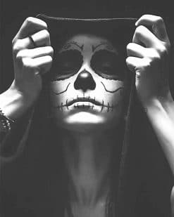 black and white skull woman adult paint by numbers