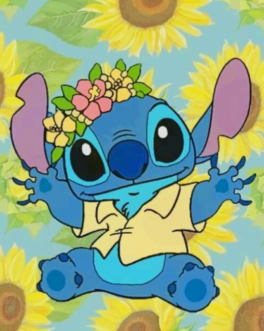 Disney Stitch With Sunflowers NEW Paint By Number