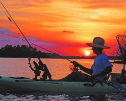 kayak fishing at sunset adult paint by numbers