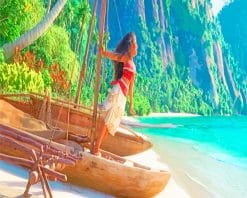 Moana Singing Boat Shore paint by number