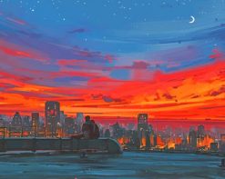 Orange Sky Anime Illustration paint by number