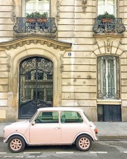 Paris Street Pink Vintage Car paint by number