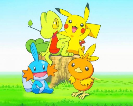 Pikachu Treecko Pokemon paint by number