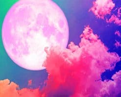 Pink Full Moon paint by number