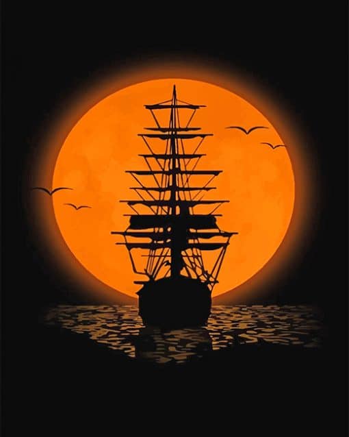 Pirate Ship Silhouette paint by number