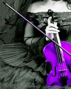 Woman Holding Purple Violin paint by number