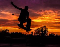 Skateboarding At Sunset paint by number