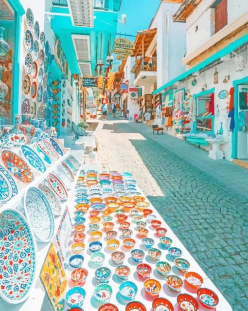 Street Market Kalkan Antalya Turkey paint by numbers
