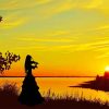 Sunset Violinist Woman paint by number