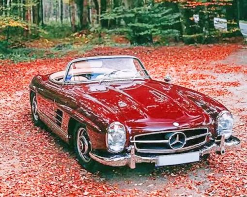 Vintage Mercedes Roadster Maroon paint by number