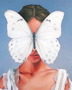 White Butterfly Woman paint by Numbers