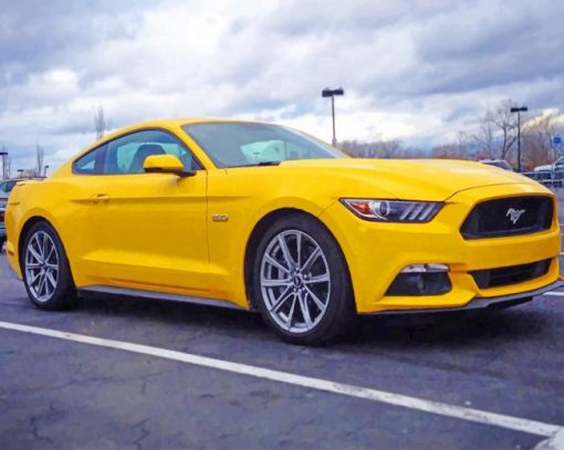 Yellow Mustang Car paint by numbers