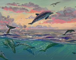 Happy Jumping dolphins paint by number