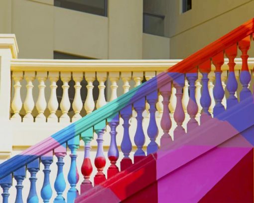 Multicolored Stairs Handrail paint by number