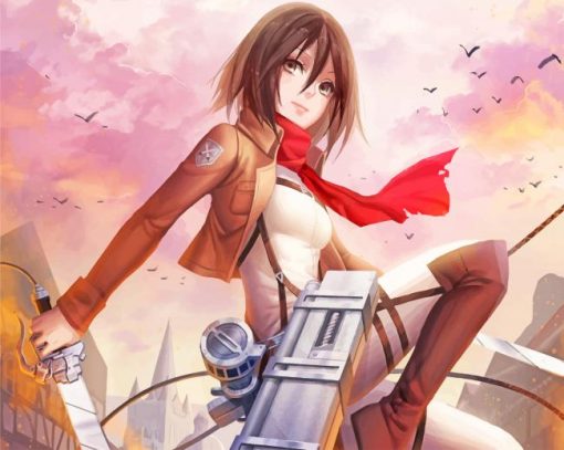 Anime Character Mikasa Ackerman paint by number