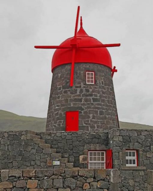 Azores Buildings Windmill paint by numbers