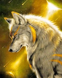 Beautifu Gold Wolf paint by numbers