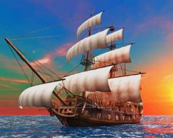 Beautiful Pirate Ship paint by number