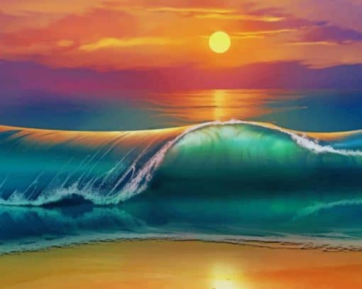 Beautiful Wave At Sunset paint by number
