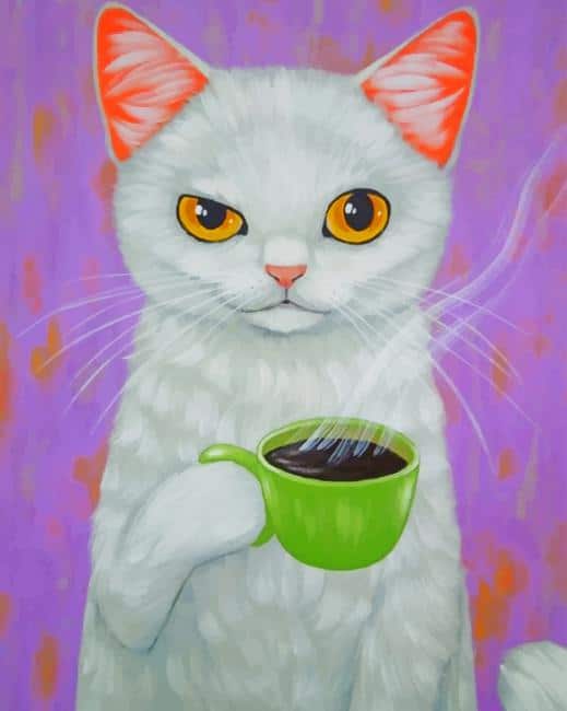 Cat Drink Coffee paint by numbers