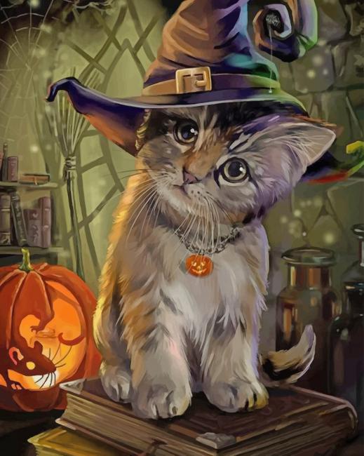 Cat Halloween paint by numbers