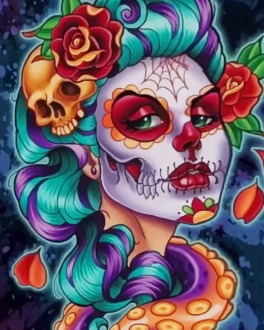 Catrina Skull paint by numbers