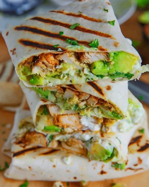 Chicken And Avocado Burritos - Food Paint By Numbers - Paint by numbers ...