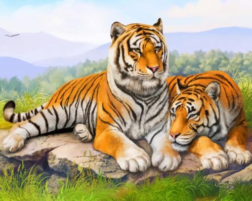 Chilling Tigers Wildlife paint by number