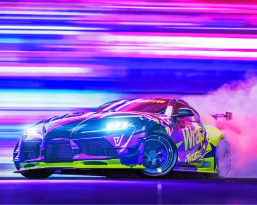 Colorful Toyota Drift Art paint by number