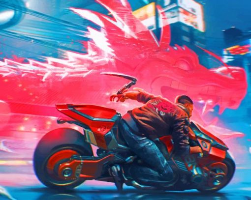Cyberpunk Motorcycle Art paint by number