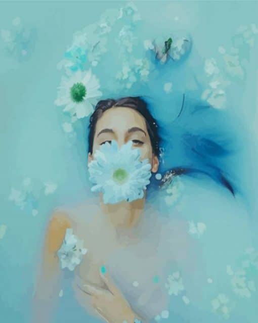 Girl In The Flower Bath paint by number