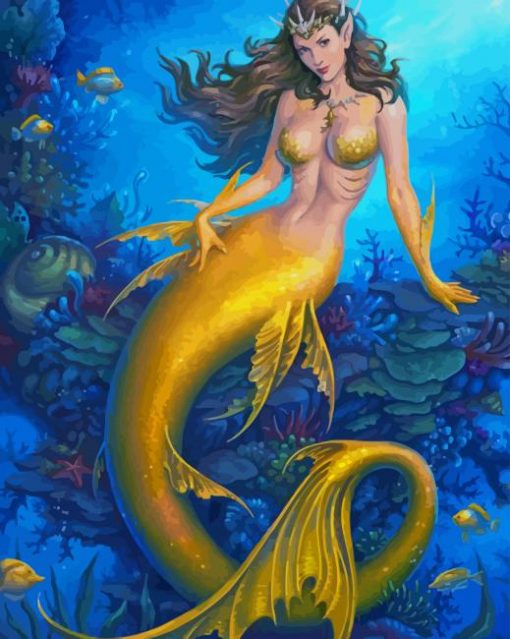 Golden Mermaid paint by numbers